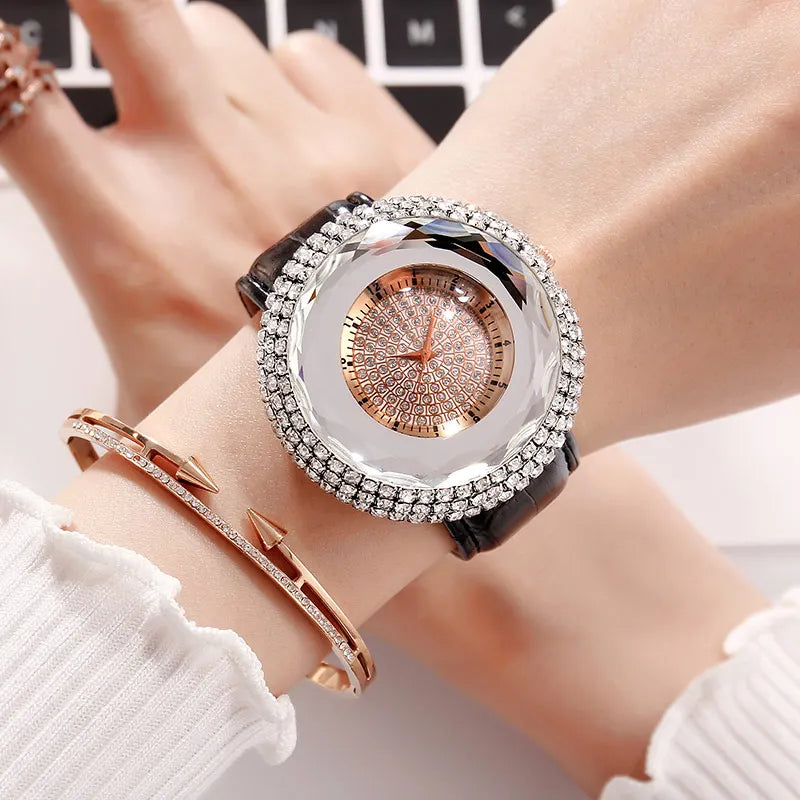 Luxurious White Rhinestone Women Watch 50Mm