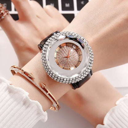 Luxurious White Rhinestone Women Watch 50Mm