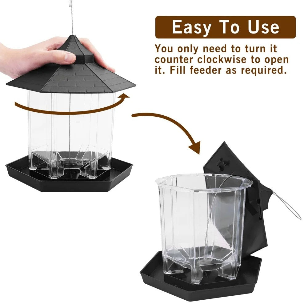 Hanging Bird Feeder Copper Roof Weather Resistant Design 15784685797711-2