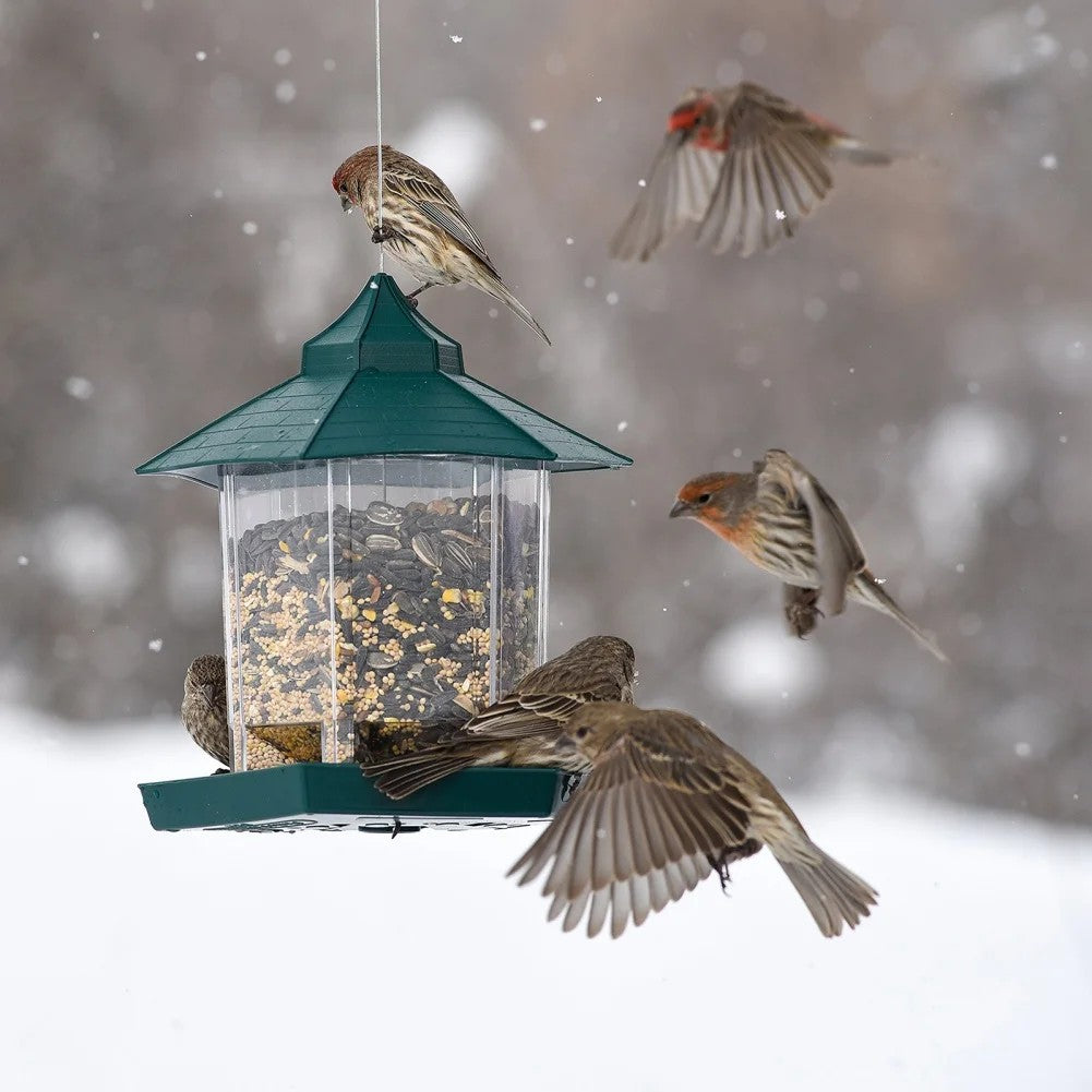 Hanging Bird Feeder Copper Roof Weather Resistant Design 15784685797711-2