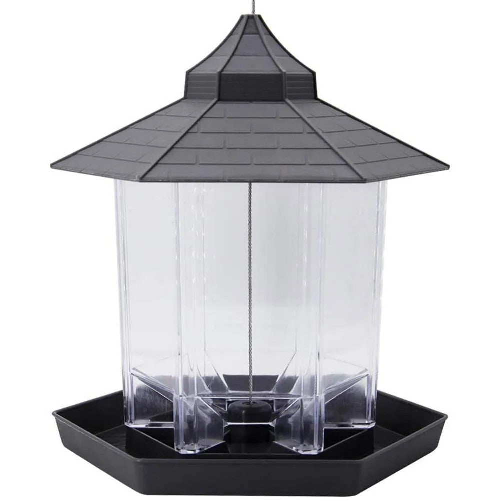 Hanging Bird Feeder Copper Roof Weather Resistant Design