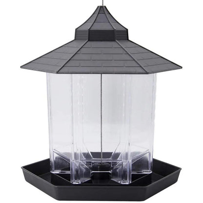 Hanging Bird Feeder Copper Roof Weather Resistant Design
