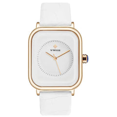 Women'S Rectangular Leather Strap Watch 35Mm