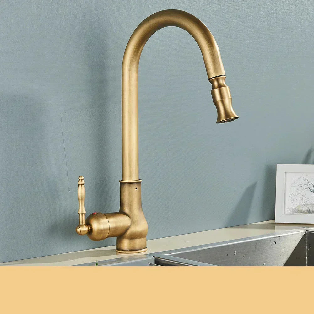 Vintagetap Antique Brass Kitchen Tap – Retro Style Mixer Faucet With Swivel Spout 10128629530902-1