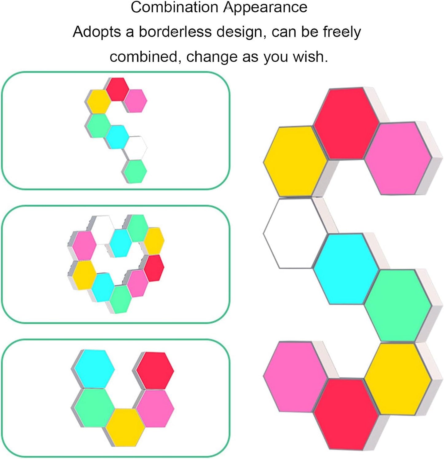 Hexagon Shaped RGB Tap Touch LED Lights (Pack 3) 8142332362952-al