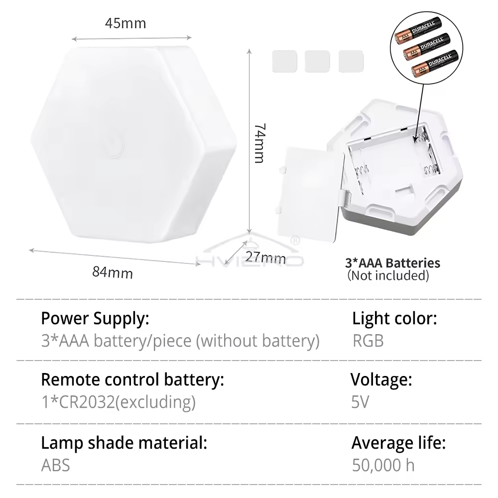 Hexagon Shaped RGB Tap Touch LED Lights (Pack 3) 8142332362952-al