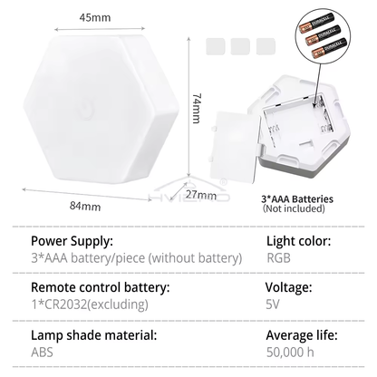 Hexagon Shaped RGB Tap Touch LED Lights (Pack 3) 8142332362952-al