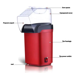 Hot Air Popcorn Popper 1200W, 95% Popping Rate, 3-Minute Fast Maker–No Oil Healthy Snack For Kids And Adults