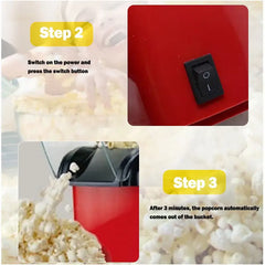 Hot Air Popcorn Popper 1200W, 95% Popping Rate, 3-Minute Fast Maker–No Oil Healthy Snack For Kids And Adults