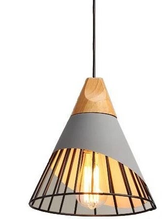 Modern Led Pendant Lamp Iron Wood Lighting Fixture 9957100421466-1