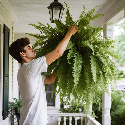 2Pc UV Resistant Artificial Boston Fern - Lifelike, Waterproof & Maintenance for Outdoor Décor 9945609568577-1