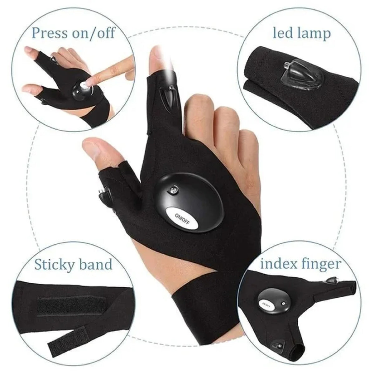 Waterproof Led Fingerless Gloves For Work, Cycling, And Camping