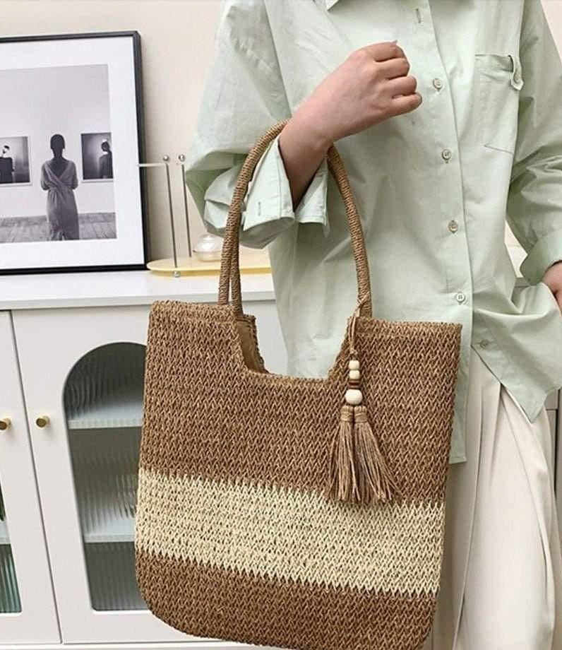 Large Handwoven Straw Bag For Women