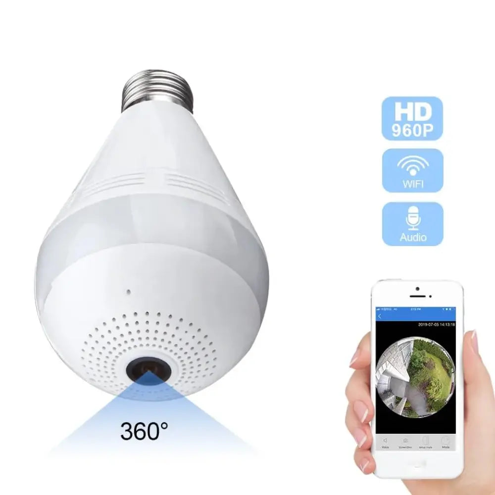 1 Pc Light Bulb Wifi Camera - 360° Fisheye Wireless Panoramic Wifi Camera