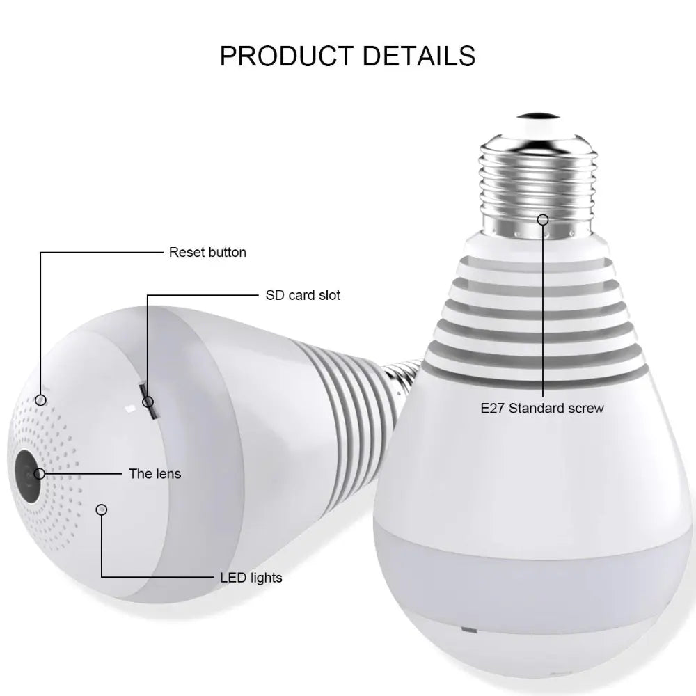 1 Pc Light Bulb Wifi Camera - 360° Fisheye Wireless Panoramic Wifi Camera