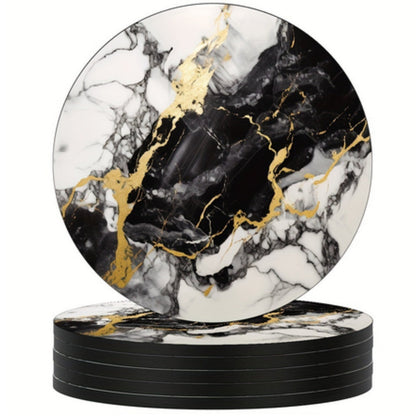 Luxury Marble Effect Drink Coasters | 5Pcs Set 9747964690718-1
