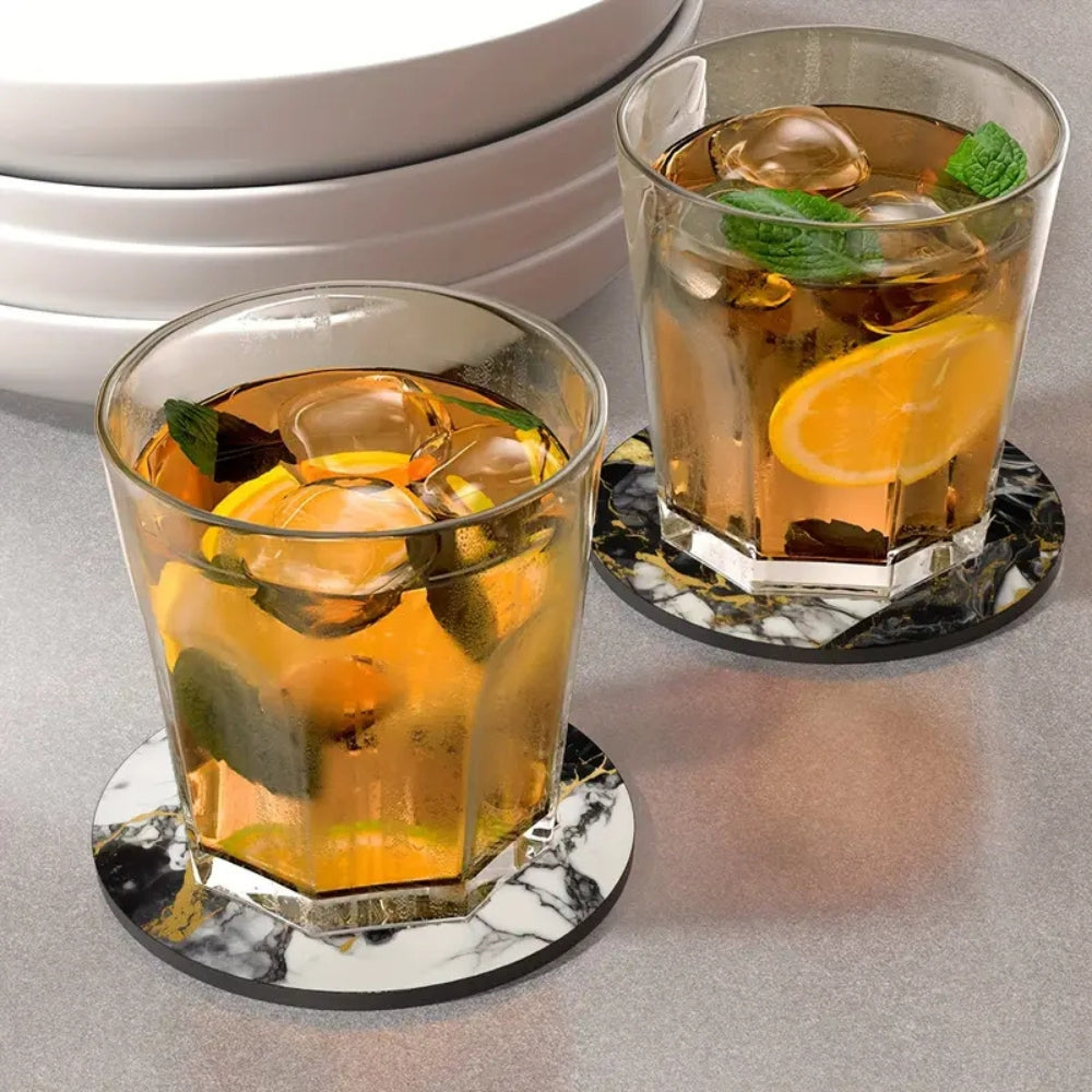 Luxury Marble Effect Drink Coasters | 5Pcs Set 9747964690718-1