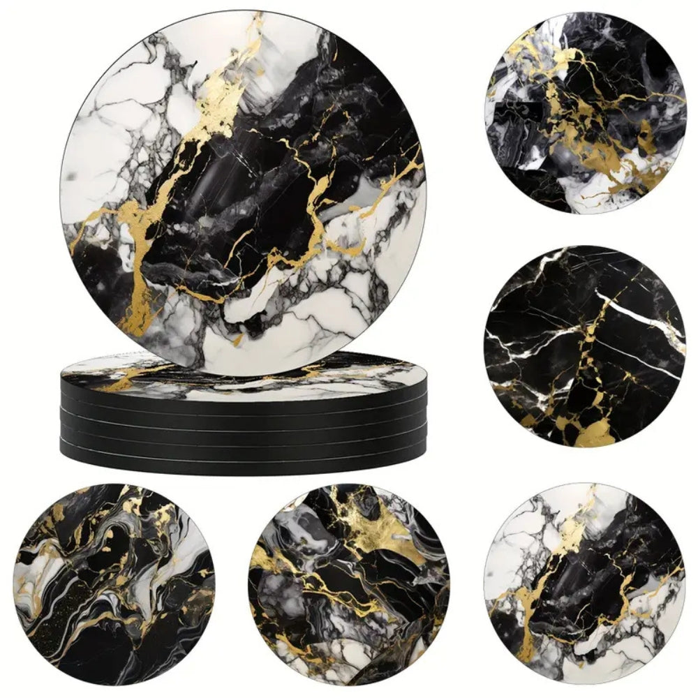 Luxury Marble Effect Drink Coasters | 5Pcs Set 9747964690718-1