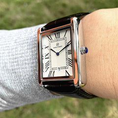 Luxury Men's Square Calendar Quartz Watch Waterproof 34mm