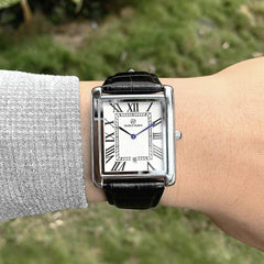 Luxury Men's Square Calendar Quartz Watch Waterproof 34mm