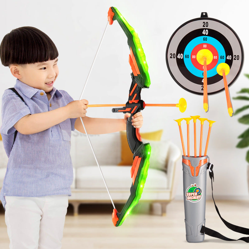 Children'S Archery Bow And Arrow Toy Set Outdoor Hunting Game With Bow, Suction Cup Arrow, Target And Quiver, Led Light-Emitting Functional Toy