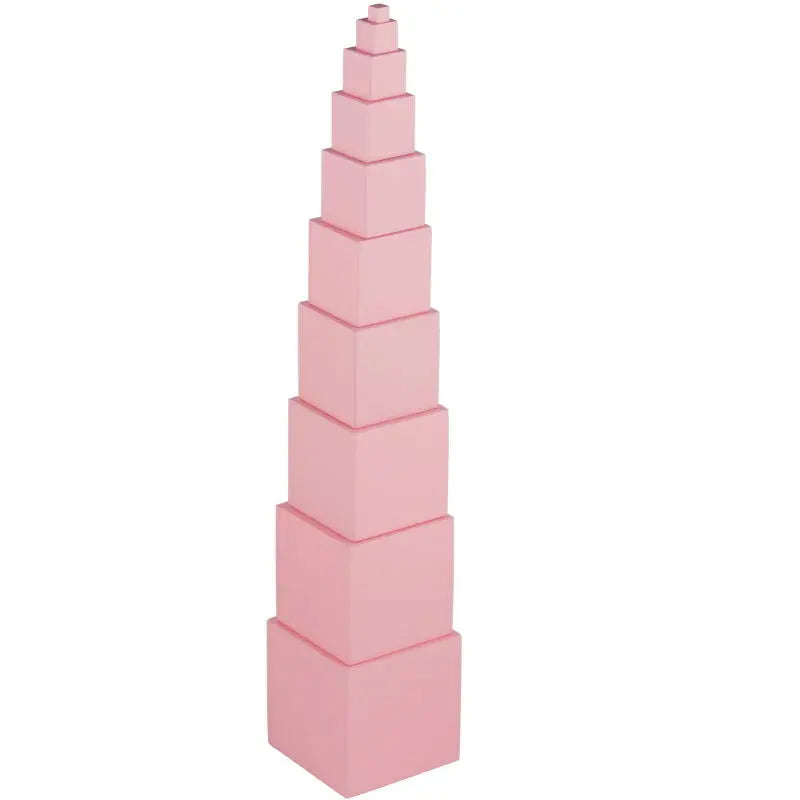 Montessori Pink Tower With Tray And Paper Set - Sensory And Mathematical Development