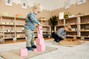 Montessori Pink Tower With Tray And Paper Set - Sensory And Mathematical Development