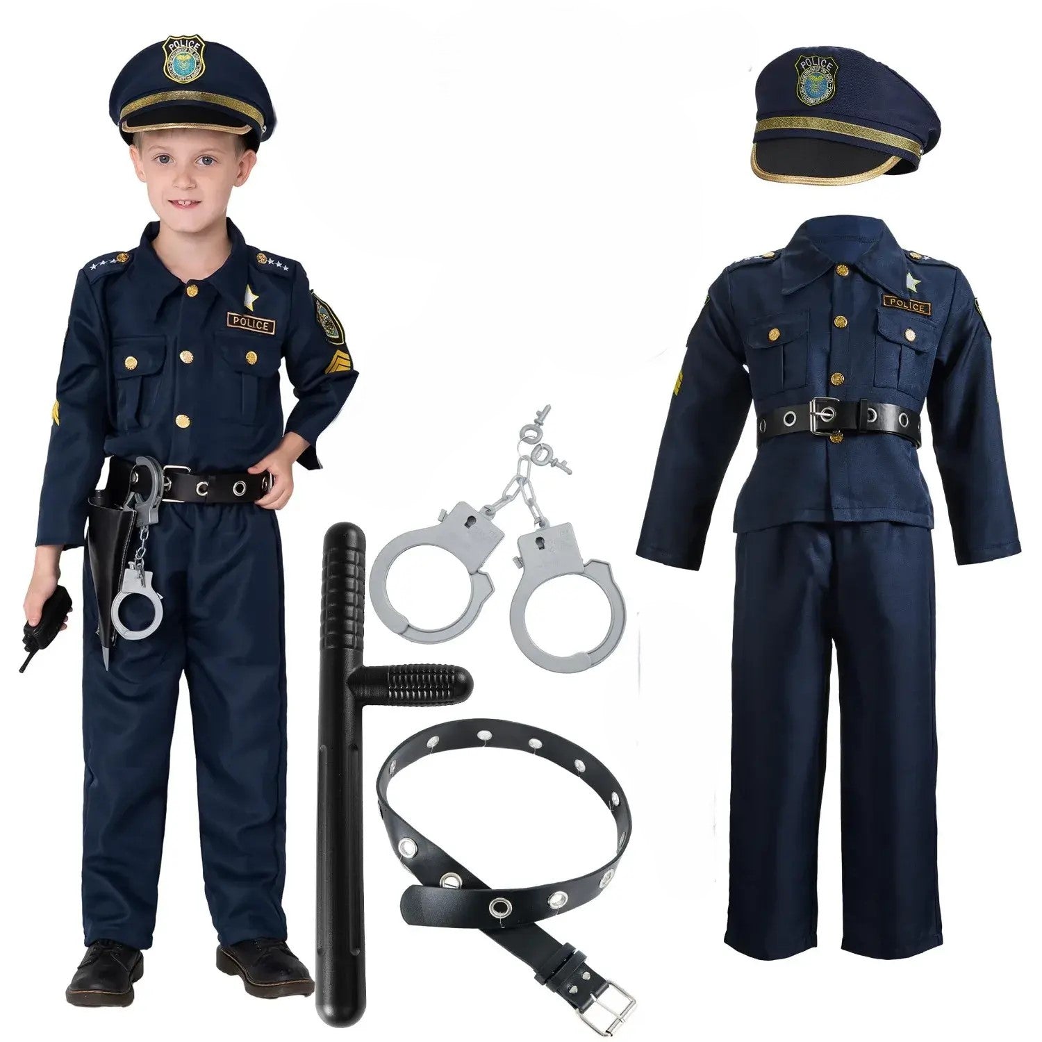 Police Officer Costume For Kids With Accessories, Kids Halloween Costumes