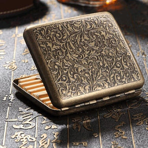 Retro Pure Copper Hand-Carved Cigarette Case For 20 Cigarettes Peaky Blinders