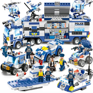 8-In-1 Robot Aircraft Car City Police Swat Building Block