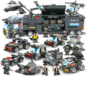 8-In-1 Robot Aircraft Car City Police Swat Building Block