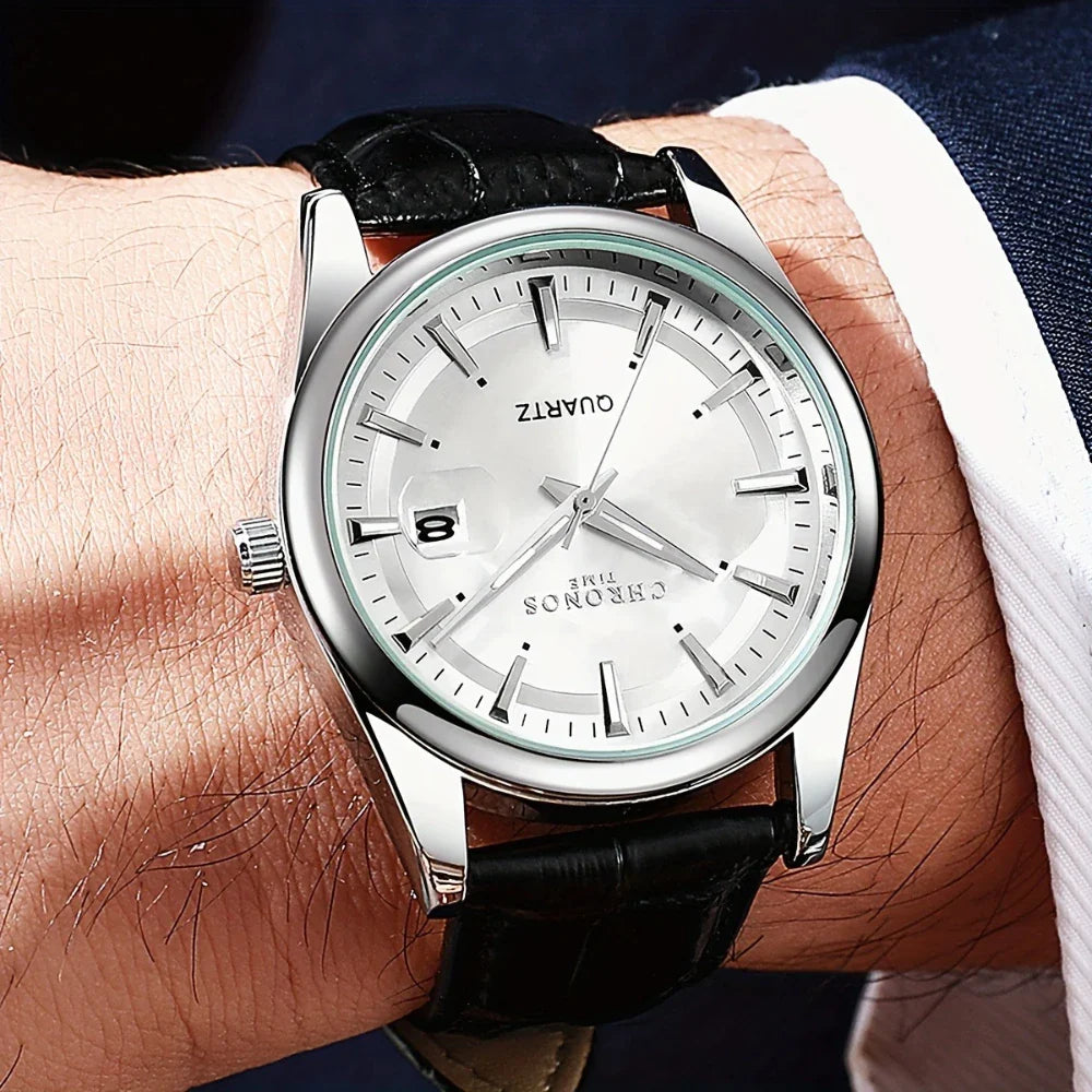 Valentines Gifts For Him Quartz Men Calendar Luminous Leather Wristwatch