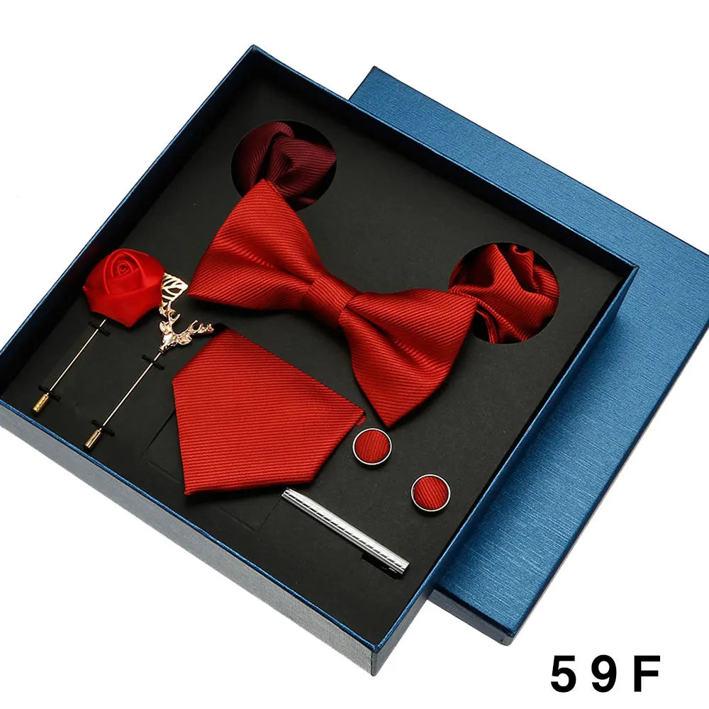 Valentines Gifts For Him Solid Neck Tie Set With Accessories
