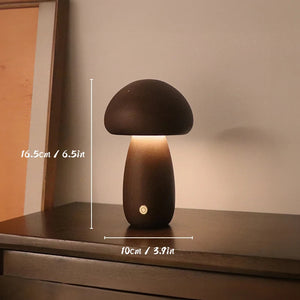 Rustic Wooden Mushroom Night Lamp