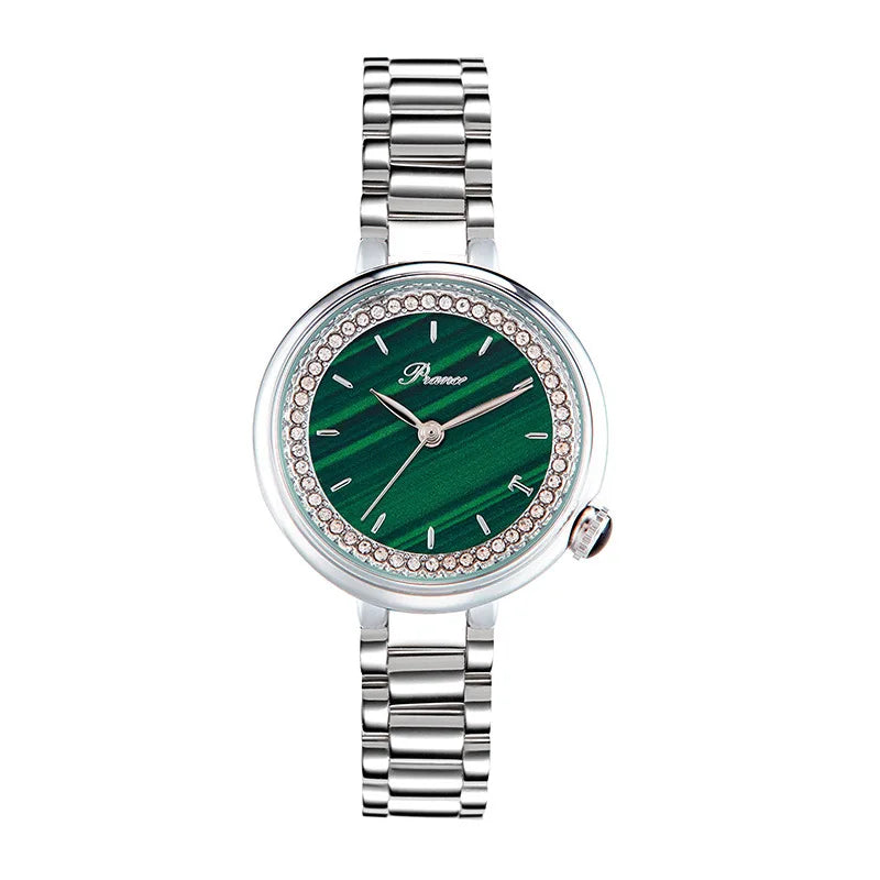 Women'S Green Face Rhinestone Watch 28Mm