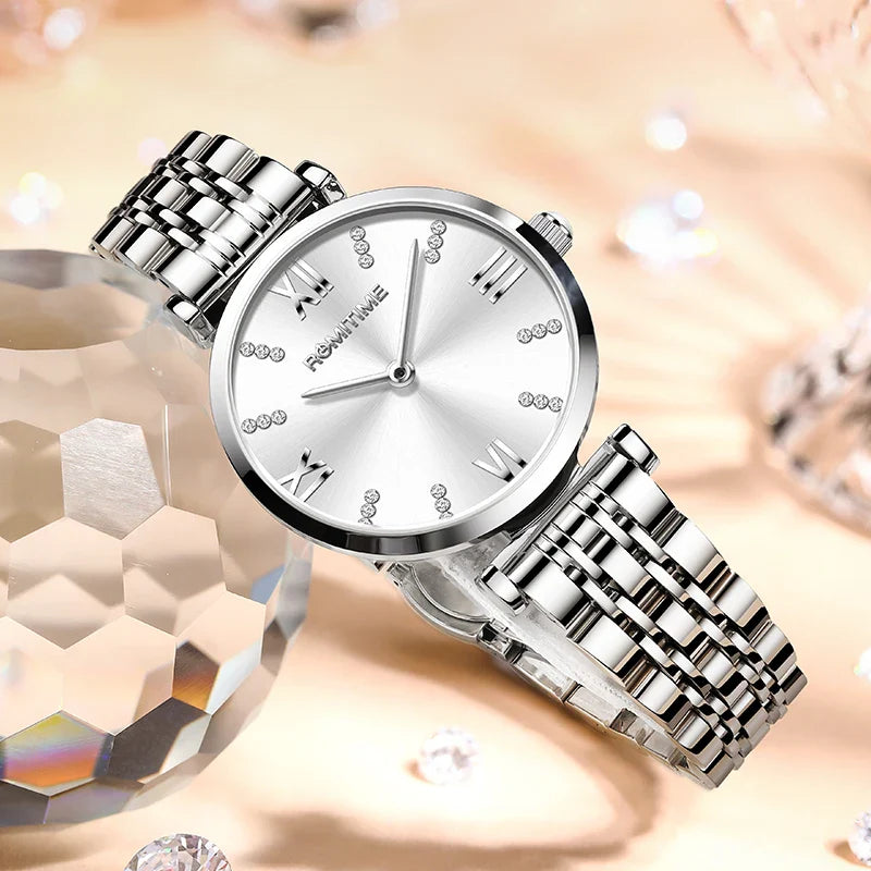 Refined Silver Analog Women'S Watch 32 Mm
