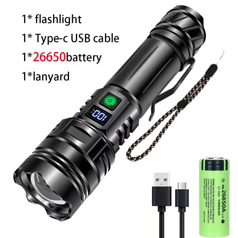 Super Bright USB Rechargeable Torch - Portable Long-Range LED Flashlight 264829