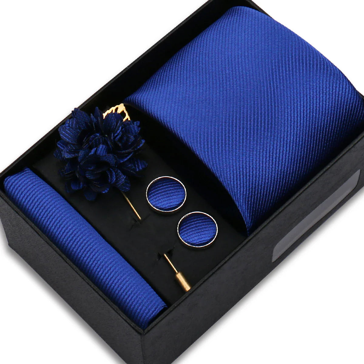 Solid Color Tie Hanky Cufflinks Brooch Gift Set Valentines Gifts For Him