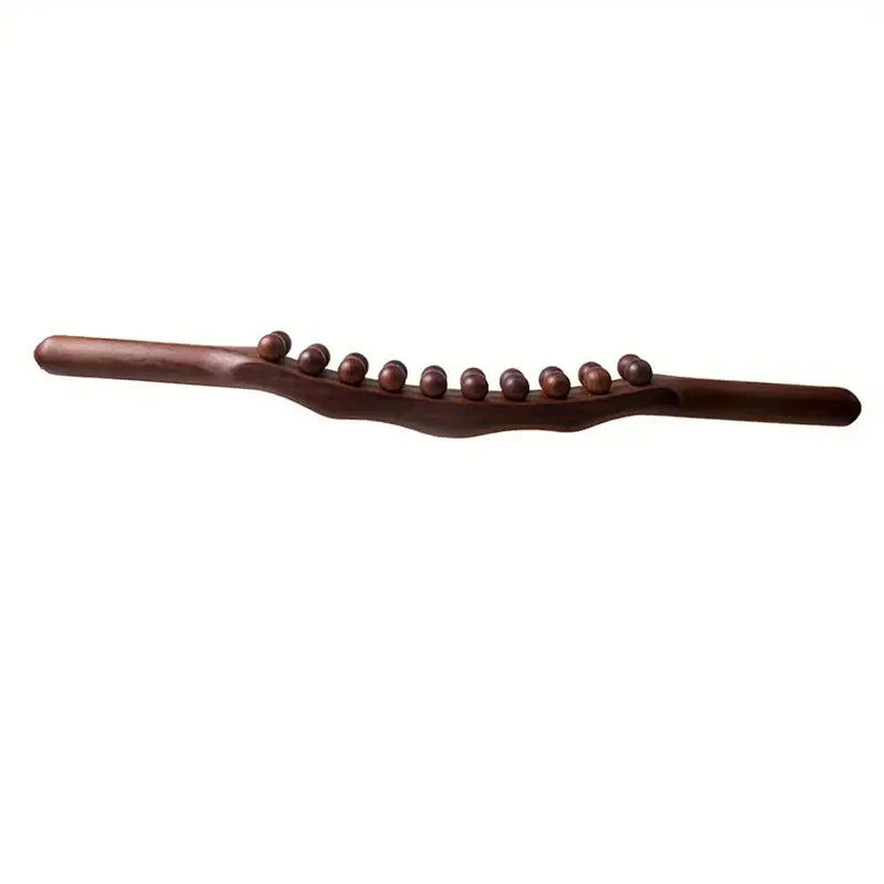 Double Row Wooden Massage Stick with 20 Beads
