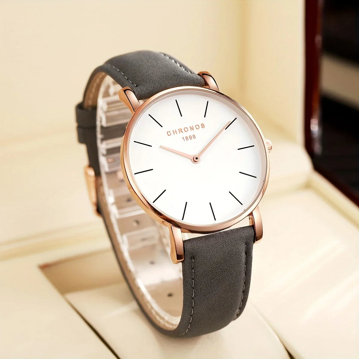 Minimalist Leather Quartz Watch Valentines Gifts For Him