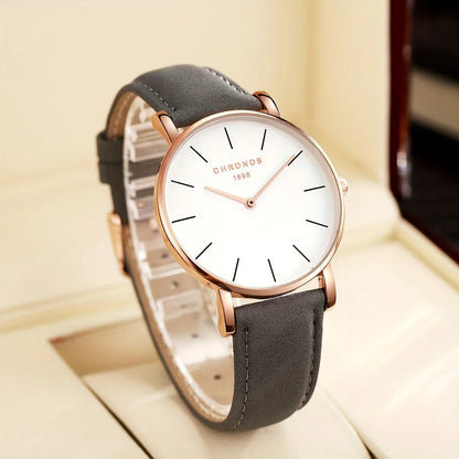 Minimalist Leather Quartz Watch Valentines Gifts For Him