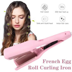 Foldable LCD 3-Barrel Ceramic Hair Curler for Waves