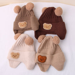 Winter Baby Knitted Beanie With Bear Ear Protection