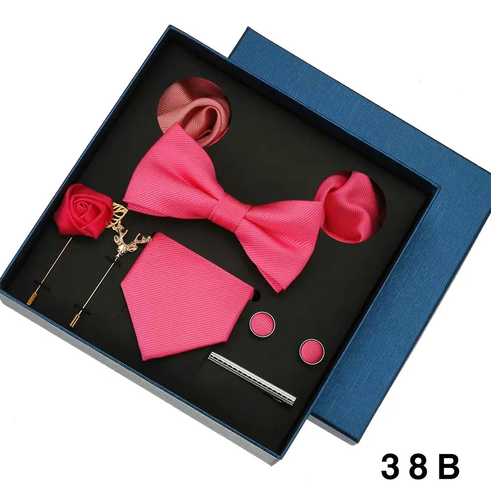Valentines Gifts For Him Solid Neck Tie Set With Accessories