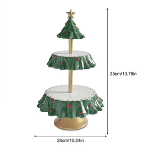 Christmas Tree Dessert Table Fruit Plate Double Layer Cake Stand Holiday Party Candy Plate Snack