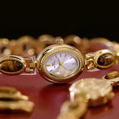 Elegant Vintage Gold Women's Quartz Wristwatch Bracelet 20mm