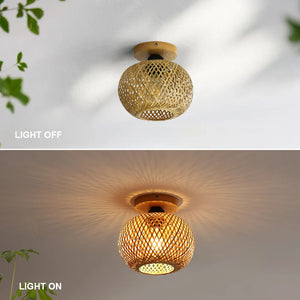 Bamboo Hand Woven Rattan Wicker Ceiling Lamp