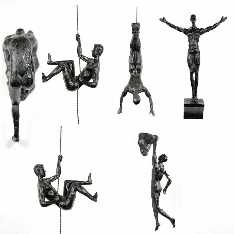 Resin Climbing Man Wall Sculpture Art Decor