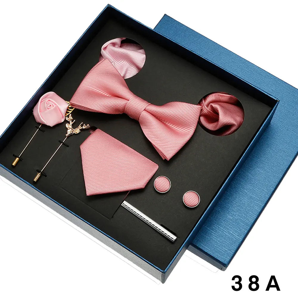 Valentines Gifts For Him Solid Neck Tie Set With Accessories