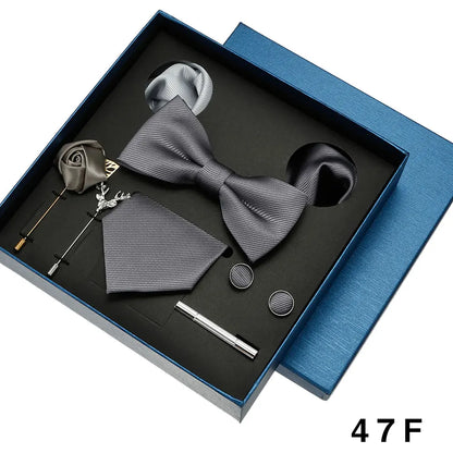 Valentines Gifts For Him Solid Neck Tie Set With Accessories